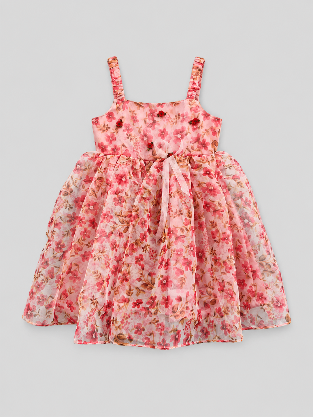 Peach Floral Printed Frock